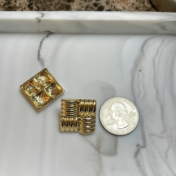 Gold Gia Square Stud Earrings - Picture 7 of 11